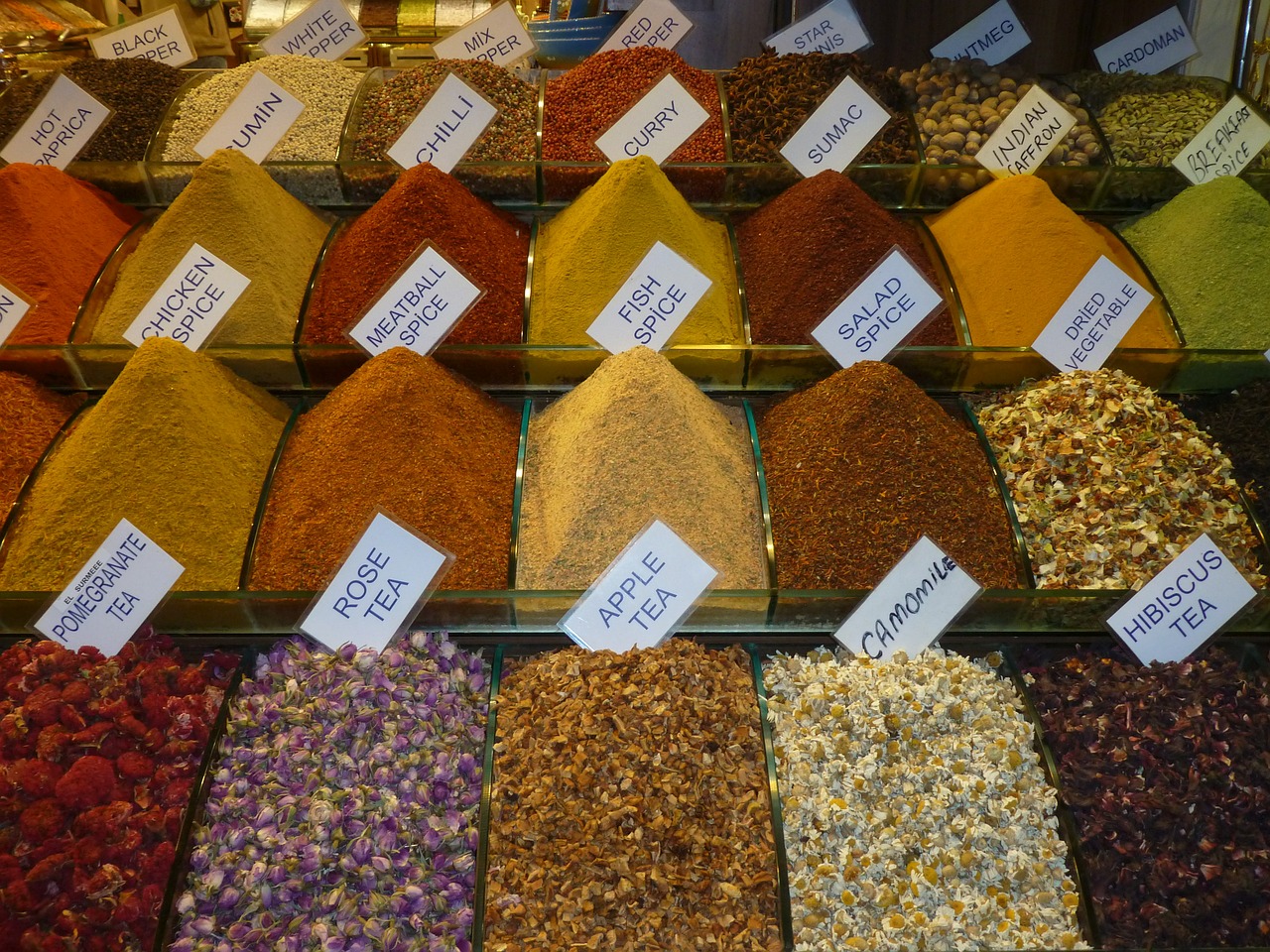 spices, market, tea